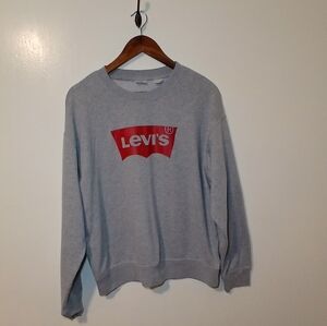 Levi's Gray Crewneck Sweater with Red Logo